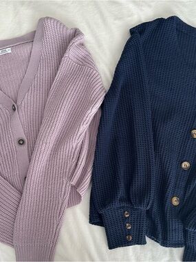 Ardene Lavender & Navy Button-Front Cardigans